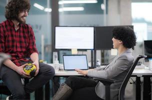software developers couple writing programming code photo