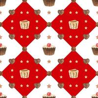 Sweet watercolor red pattern with chocolate candies vector