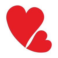 símbolo del corazón rojo. simple icono plano de dos corazones o logotipo aislado en fondo blanco. adecuado para usar como símbolo de amor y diseño de San Valentín vector