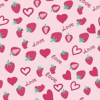 patrones de fresa, fresa roja, fondos de fresa, tarjeta de amor de fresa vector