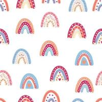 Rainbow seamless pattern in pastel colors. Scandinavian baby hand drawn illustration for textiles and newborn clothes. vector