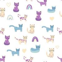 Childish seamless pattern with animals and rainbow. Kids pastel textile print vector