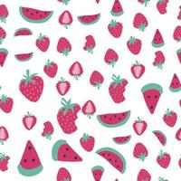 Seamless watermelon and strawberry pattern. vector