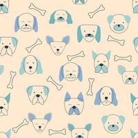 Seamless childish pattern with dog animal faces. Creative nursery background. Perfect for kids design, fabric vector