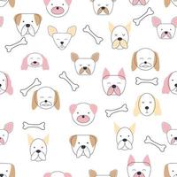 Seamless childish pattern with dog animal faces. Creative nursery background vector