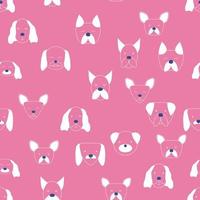 Seamless baby pattern with dog animal muzzles. Monochrome on a colored background. vector