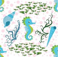 Seamless pattern with detailed transparent jellyfish. Childish seamless pattern with cute hand drawn fishes and jellyfishes in doodle style. Trendy nursery background vector