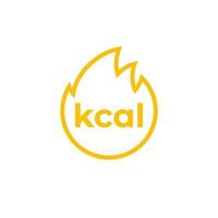 kcal icon, kilocalorie and fat burning vector