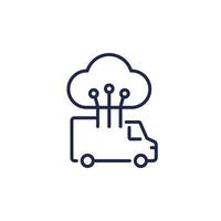 van, truck connected to a cloud line icon vector