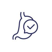 good digestion icon with a stomach, line vector