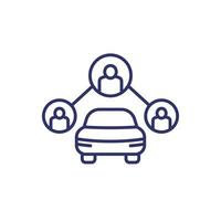 carsharing line icon, people and a car vector