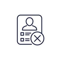 delete profile, erase account line icon vector