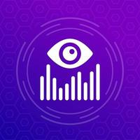 Views analytics icon, eye and graph vector