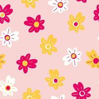 abstract flowers seamless pattern in trending colors 2022. hand drawn minimalism simple. wallpaper, textiles, wrapping paper. child vector