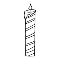 candle with stripes hand drawn in doodle style. icon, sticker, decor element vector