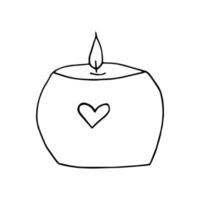 candle with heart hand drawn in doodle style. icon, sticker, decor element vector