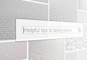 Visualization of the search bar on the background of a collage of many pictures with fragments of paving tiles close up. helpful tips for laying pavers photo