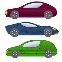 Set of different car types. Multicolored Cars Collection. Isolated vector illustration.