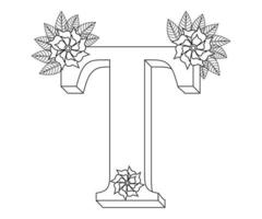 Alphabet Colouring page with Floral stylel, ABC Colouring Page-Download for free vector