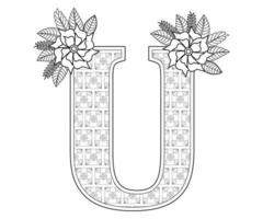 Alphabet Colouring page with Floral stylel, ABC Colouring Page-Download for free vector