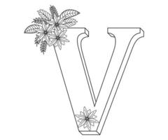 Alphabet Colouring page with Floral stylel, ABC Colouring Page-Download for free vector