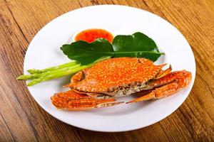 Boiled crab on wood photo