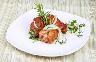 Shashlik on wood photo