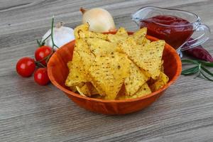 Nachos on wood photo