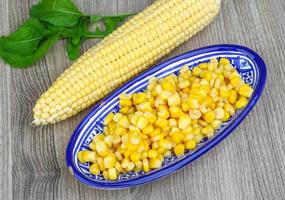 Sweet corn on wood photo