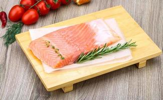 Salted salmon on wood photo