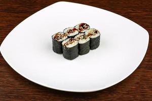 Eel roll on plate photo