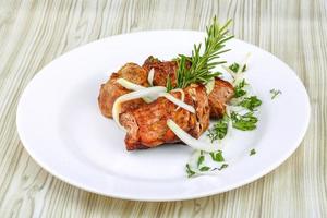 Shashlik on plate photo