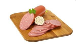 Sausages on wood photo