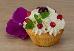 Cupcake on wood photo