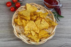 Nachos on wood photo