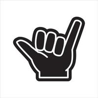 Shaka Surfing Gesture, Foam Finger Design. Surf Hand Icon, Minimalistic Vector EPS Isolated on White Background.