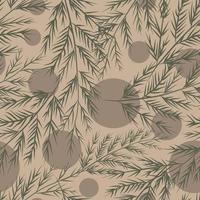Seamless pattern background vector illustration of branches with leaves berries for decoration