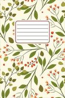 Diary template, notebook cover. Organizer and schedule with space for notes. Vector illustration.. Multicolored with leaves