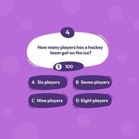Quiz test lottery millionaire menu template. Quiz game frame. Flat vector illustration
