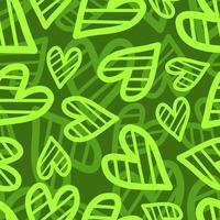 Cute funny green hearts concept seamless pattern. Vector hand drawn cartoon kawaii character illustration icon. Cute kawaii hearts cartoon seamless pattern concept