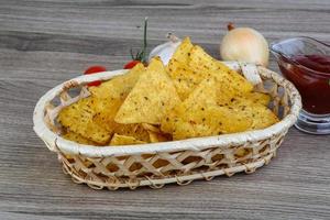 Nachos on wood photo