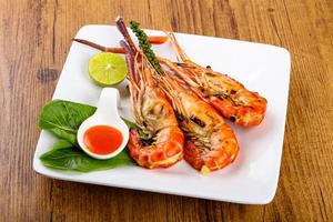 Grilled waterprawn on wood photo