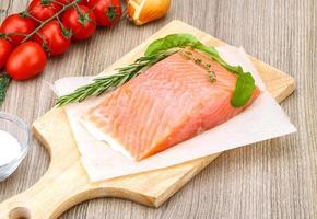 Salted salmon on wood photo