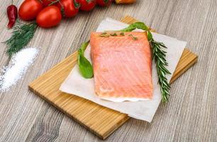 Salted salmon on wood photo