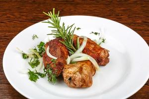 Shashlik on wood photo