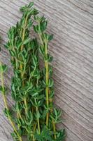 Thyme branch on wood photo