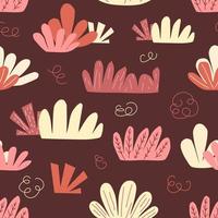 Seamless pattern with bushes and greenery in doodle style. vector