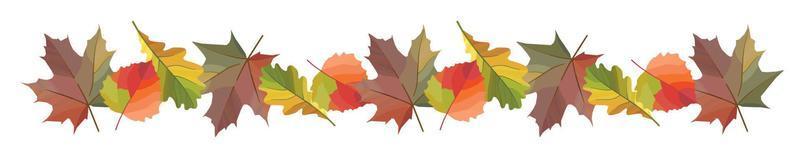 Border of autumn leaves. Seamless autumn pattern. Vector image.