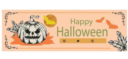 hand drawn vintage halloween twitter header vector