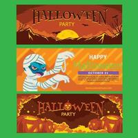 plantilla de banners de halloween de diseño plano vector